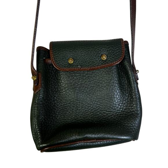 Vintage Dooney & Bourke AWL Mini Tassel Crossbody Green Brown Leather Timeless - Picture 4 of 7